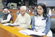  ?? KESHAV SINGH/HT ?? Leader of Opposition Abhay Singh Chautala along with other INLD legislator­s; and (right) CLP leader Kiran Choudhry seated besides Congress MLAs during the governor’s address on the first day of the Budget session in Chandigarh on Monday.