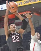  ?? (Photo by Thomas Graning, AP) ?? South Carolina forward A'ja Wilson (22) takes a shot against Ole Miss Thursday.