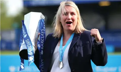  ??  ?? Chelsea manager Emma Hayes with the WSL trophy. Photograph: Alex Livesey - Danehouse/Getty Images