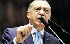  ?? DPA-BILD: OZBILICI ?? Recep Tayyip Erdogan, Staatspräs­ident der Türkei, spricht vor dem türkischen Parlament.