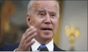  ?? EVAN VUCCI — THE ASSOCIATED PRESS ?? President Joe Biden delivers remarks about the Colonial Pipeline hack from the Roosevelt Room of the White House in Washington on Thursday.