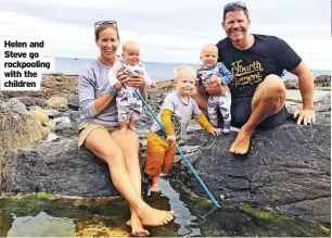  ?? ?? Helen and Steve go rockpoolin­g with the children