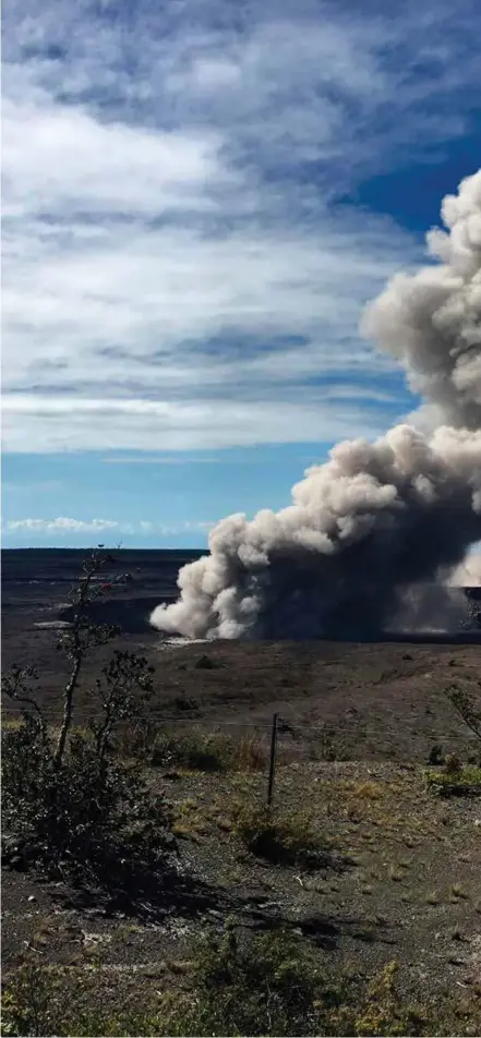  ?? U.S. GEOLOGICAL SURVEY ?? Den store askeskyen på Hawaii har steget til over 3.500 meter.