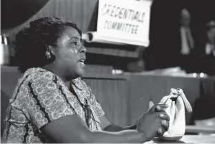  ?? (AP photo/file) ?? In this Aug. 22,1964, photograph, Fannie Lou Hamer, a leader of the Freedom Democratic party, speaks before the credential­s committee of the Democratic national convention in Atlantic City, N.J.