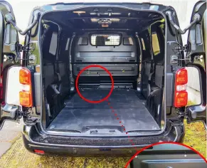  ??  ?? 180° opening doors, padded floor and bulkhead that somewhat affects rear visibility.