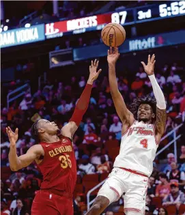  ?? Carmen Mandato/Getty Images ?? Jalen Green led the Rockets with 26 points in Saturday’s win over the Cavaliers, the first team they played with a winning record since Alperen Şengün’s injury.