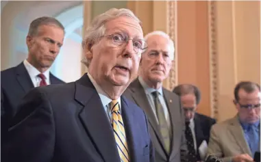  ?? J. SCOTT APPLEWHITE/AP ?? Senate Majority Leader Mitch McConnell, R-Ky., says senators of both parties recognize the threat posed by Russia. Election interferen­ce “really better not happen again in 2018,” he says.