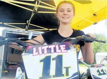  ?? BERND FRANKE/POSTMEDIA NEWS ?? Taia Little, 13, of Welland enjoyed a successful sophomore season racing motorcycle­s at Welland County Speedway winning both the 85 cc and Youth 450 Novice points championsh­ips.