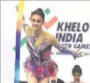  ?? HT ?? Bavleen Kaur during a rhythmic gymnastics routine on Friday.