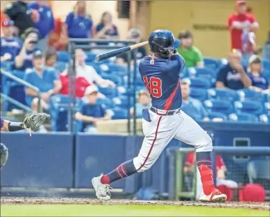  ?? Steven Eckhoff ?? Rome’s Landon Stephens follows through on one of his swings during Thursday’s game vs. Winston-salem.