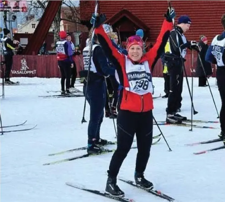  ?? ?? Annika Haglunds jublar efter ett jobbigt Vasalopp som bärgade En svensk klassiker.