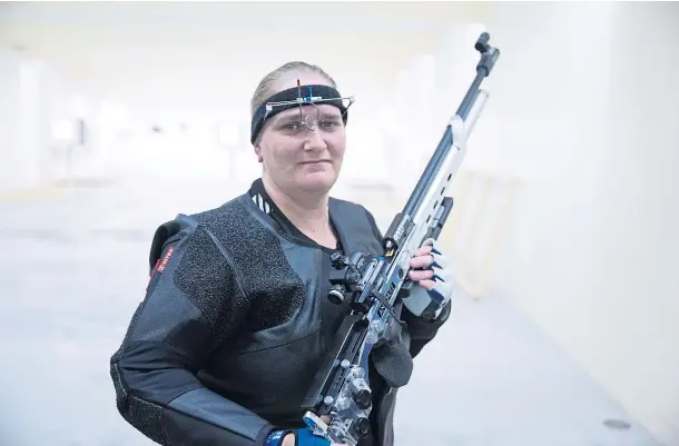  ??  ?? SHOOTING STAR: Lesley Stewart of Blairgowri­e is competing in the 50 metres prone and 10 metres air rifle standing events at the Paralympic­s.