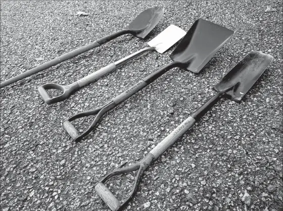  ?? TIM CARTER ?? This is an assortment of a few time-tested shovels, each used for a specific task.
