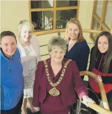  ??  ?? Pictured with the Mayor of Sunderland, Coun Doris MacKnight, centre, from left, Melanie Copeland, Lynn O’Connor, Tovah Grosscurth and Lucy Staniforth.