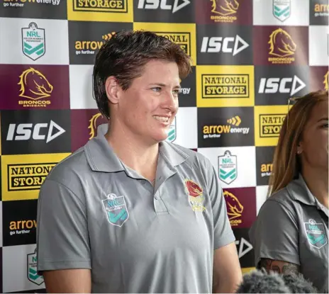  ?? Photo: Brisbane Broncos Media ?? PRIZED RECRUIT: Heather Ballinger was one of five female players to sign inaugural contracts with the Brisbane Broncos ahead of the upcoming NRL Women’s competitio­n in September.