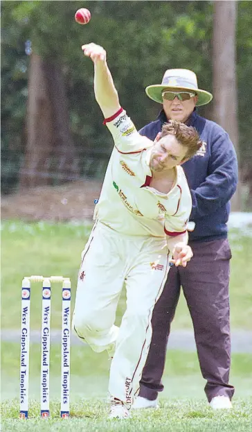 ?? ?? Drouin gun Simon Gardiner finished with 4/54 on Saturday to help keep the Lyrebirds under wraps in division one on Saturday.
Catani 8/284 versus Yarragon
Western Park 8/267 versus Jindivick