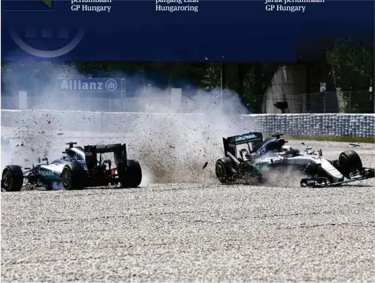  ??  ?? Insiden membabitka­n Rosberg (kiri) dengan rakan sepasukan, Hamilton di GP Sepanyol.