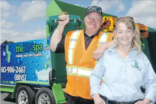  ?? JULIE OLIVER/
OTTAWA CITIZEN ?? Andy and Michelle Harmon are owners of The Bin Spa, a mobile company that will come to your home to clean and sanitize your green bins, recycling containers and garbage cans.