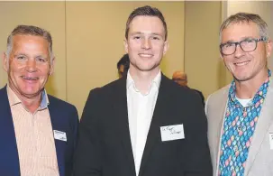  ??  ?? Councillor­s Peter Murrihy and Trent Sullivan with Villawood boss Rory Costelloe.