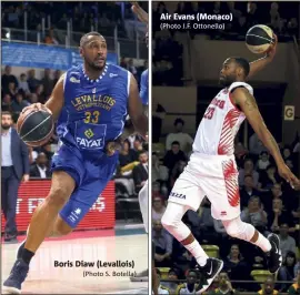  ?? (Photo S. Botella) (Photo J.F. Ottonello)o) ?? Boris Diaw (Levallois) Air Evans (Monaco)