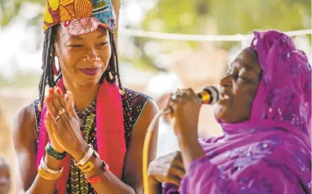  ??  ?? They nursed it and rehearsed it: Fatoumata Diawara (left) in Mali Blues, at Jean Cocteau Cinema