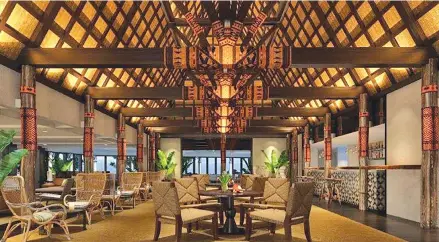  ??  ?? Shangri-La’s Fijian Resort and Spa refurbishe­d reception area.