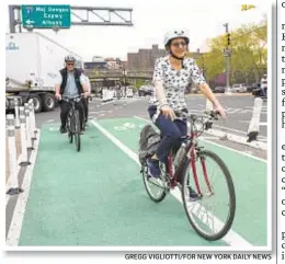  ?? GREGG VIGLIOTTI/FOR NEW YORK DAILY NEWS ?? Wednesday is expected to be a banner day for cyclists, bus riders and pedestrian­s as City Council is poised to pass legislatio­n favoring them.