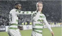  ??  ?? 0 Griffiths celebrates his goal with team-mate Olivier Ntcham.