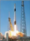  ?? The Associated Press ?? A SpaceX Falcon 9 rocket lifts off from Complex 40 at Cape Canaveral Air Force Station in Cape Canaveral, Fla. on Wednesday.