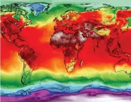  ??  ?? TOO HOT TO HANDLE A heat map showing countries in the Northern Hemisphere experienci­ng one of the most intense heat events ever seen in human history