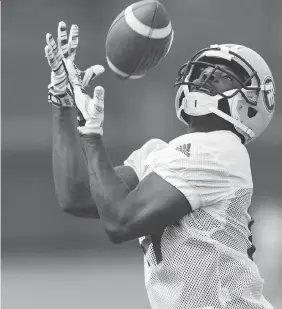  ?? IAN KUCERAK ?? Duke Williams scored Edmonton’s first touchdown of 2017 in their 30-27 win over the B.C. Lions on Saturday. The American collected 110 yards on four catches.