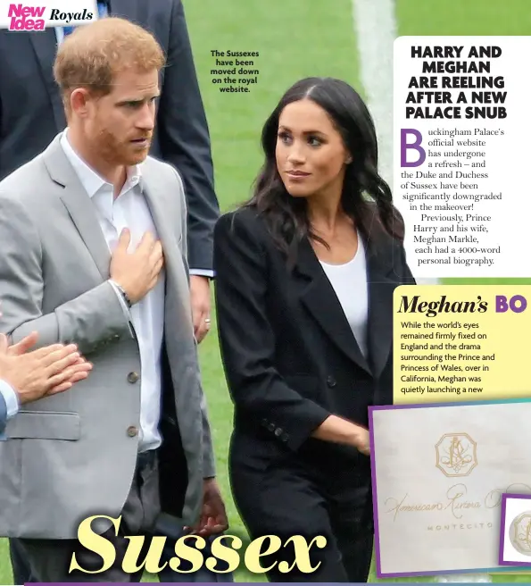  ?? ?? The Sussexes
have been moved down on the royal
website.
