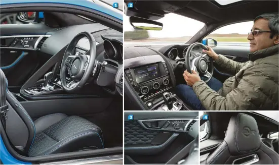  ??  ?? 1&2. The cockpit is a combinatio­n of sporty and practical. The 3-spoke design of the steering wheel with paddleshif­ters is designed for the driver’s ease. 3&4. Lighter magnesium seats make the SVR almost 8kgs lighter