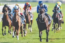  ?? Picture: AAP IMAGE ?? Gailo Chop (white cap) chases Winx home in the Queen Elizabeth Stakes at Randwick.