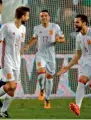  ??  ?? Spain’s Asier Illarramen­di (left) celebrates his goal with Aritz Aduriz. — AFP