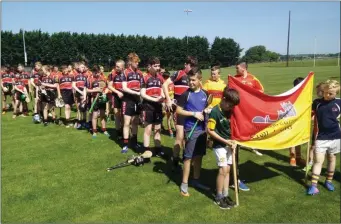  ??  ?? The Benbulben Gaels U14 hurling team in their pre- match parade before last Saturday’s All- Ireland Féile match with their hosts Horeswood GAA Club ( Wexford).