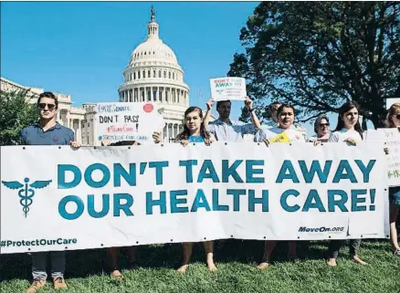  ?? SAUL LOEB / AFP ?? Las protestas frente al Capitolio a favor del plan de salud de Obama son frecuentes