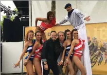  ??  ?? DJ Fanou et Philippe Maindron avec leur team à l’occasion du départ du Tour de France en 2018 à La Roche sur Yon