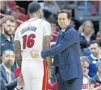  ?? WILFREDO LEE/AP ?? Erik Spoelstra has won two championsh­ips and led the Heat to the playoffs in seven of his nine years as the team’s head coach.