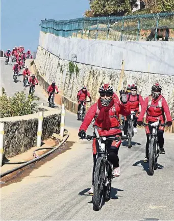  ??  ?? These nuns, who are trained in martial arts, will be meeting rural communitie­s and raising awareness on the perils of human traffickin­g.