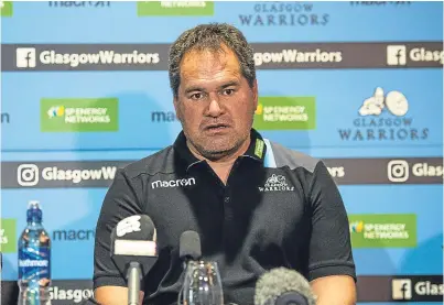  ?? Picture: SNS. ?? New Glasgow head coach Dave Rennie sees his move to Scotland as a “great opportunit­y”.