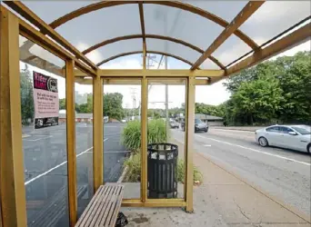  ?? Post- Gazette ?? The bus shelter at the intersecti­on of Frankstown Avenue and Rodi Road in Penn Hills will be replaced as part of an ongoing effort to improve existing rider amenities.