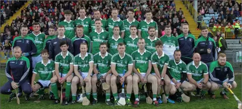  ??  ?? The Cloughbawn crew before Sunday’s Pettitt’s Senior hurling championsh­ip final defeat to Oulart-The Ballagh.