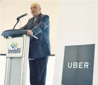  ?? BRYAN MYERS/METROLAND FILE PHOTO ?? Mayor Gord Wauchope announced the Innisfil partnershi­p with Uber to provide a flat-rate service to some locations in March.