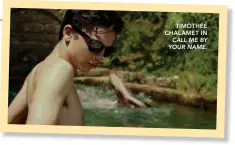  ??  ?? TIMOTHÉE CHALAMET IN CALL ME BY YOUR NAME.