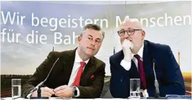  ?? APA ?? Verkehrsmi­nister Norbert Hofer, ÖBB-Chef Andreas Matthä