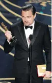  ??  ?? Accepting the best actor Oscar for The Revenant in 2016 gave Leonardo DiCaprio an opportunit­y to talk about climate change.