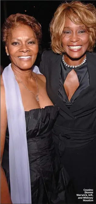  ??  ?? Cousins: Dionne Warwick, left, and Whitney
Houston