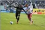  ?? MEDIANEWS GROUP FILE PHOTO ?? The Union’s Ray Gaddis, left in this shot of a game against San Jose in 2017, is one of the leaders of the MLS’ Black Players Coalition.