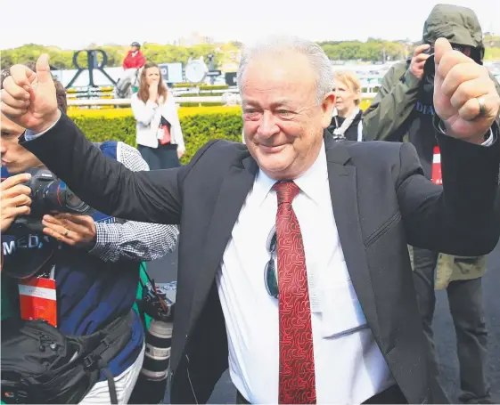  ?? Picture: GETTY IMAGES ?? Trainer John Shelton reaches the peak of his career with Belflyer’s win in The Kosciuszko at Randwick.